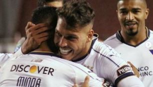 Nicolás Freire festeja en un partido de Quito