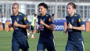 Filipe Luis, en entrenamiento de Brasil 