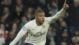 Kylian Mbappé celebrando una anotación en un partido con el PSG