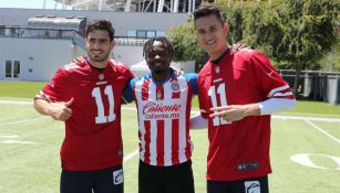 Briseño, Goodwin y Gudiño posan para la fotografía