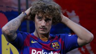 Antoine Griezmann durante su presentación con el Barcelona