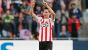 HIrving Lozano celebra uno de sus goles en la Eredivisie 