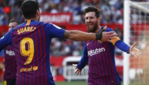 Messi y Suárez festejan gol