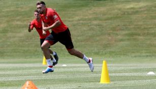 Herrera, en un entrenamiento del Atlético