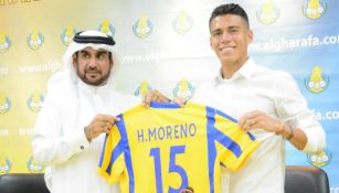 Héctor Moreno durante su presentación con el Al- Gharafa