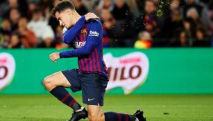 Phillipe Coutinho lamentándose de un fallo con Barcelona