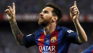 Lionel Messi celebra un gol con el Barcelona