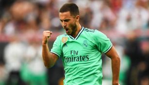 Eden Hazard festeja un gol con el Real Madrid