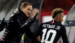 Thomas Tuchel y Neymar en un partido con Barcelona