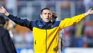 Juan Román Riquelme celebra un triunfo del Boca Juniors 