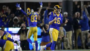 Jared Goff celebra la anotación de Anderson contra Dallas 