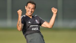 Andrés Guardado durante un entrenamiento con la Selección Mexicana