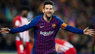 Lionel Messi celebrando una de sus anotaciones la temporada pasada