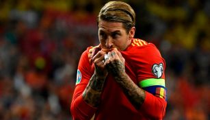 Sergio Ramos en un partido con España