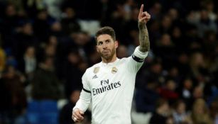 Sergio Ramos celebra una diana con el Real Madrid