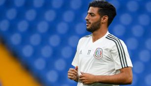 Carlos Vela en un entrenamiento del Tri en 2018