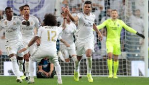 Casemiro celebra una anotación con el Real Madrid 