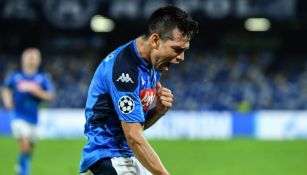 Lozano, en festejo con Napoli