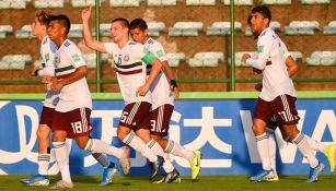 Jugadores del Tri celebran la victoria contra Japón 