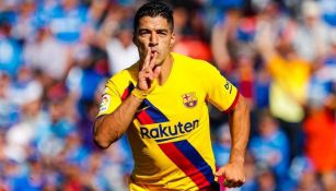 Luis Suárez celebra una anotación con el Barcelona 