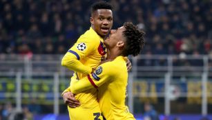 Ansu Fati y Todibo festejan el 1-2 vs Inter de Milán