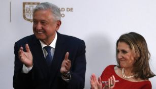 AMLO junto a la viceprimera ministra canadiense Chrystia Freeland