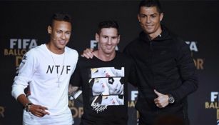 Neymar, Lionel Messi y Cristiano Ronaldo en la entrega del Balón de Oro 2016