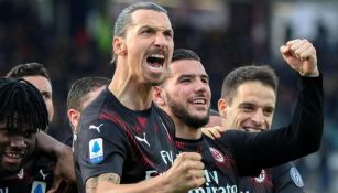 Zlatan celebra su gol en esta segunda etapa con Milan 