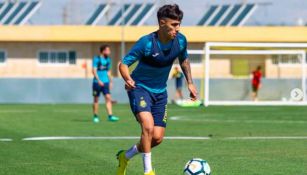 Leo Suárez en un entrenamiento con Villareal 