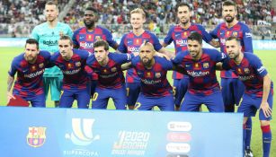 Jugadores del Barcelona previo a un partido