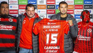 Cardona, durante su presentación como jugador de Xolos