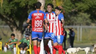 Eduardo López festeja su gol ante León con la Sub 20 