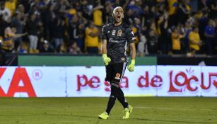 Nahuel Guzmán grita en un partido de Tigres