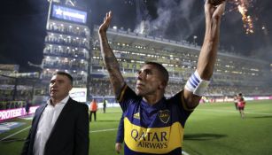 Carlos Tevez celebrando el título de Superliga con Boca