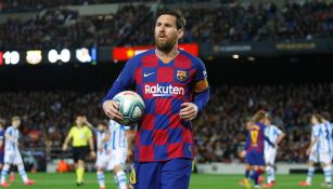 Messi en un juego del Barcelona en Camp Nou
