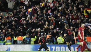 Álvaro Morata celebrando su anotación ante Liverpool