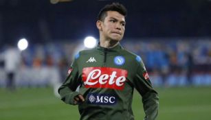 Hirving Lozano durante un entrenamiento con Napoli