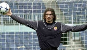 Rustu Recber en un entrenamiento de los culés