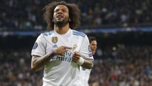 Marcelo celebra una anotación con el Real Madrid 