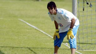 César Delgado durante un entrenamiento con Cruz Azul