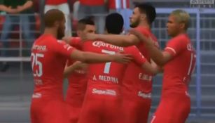 Toluca en festejo de gol