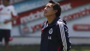 Benjamín Galindo, en una práctica de Chivas