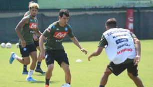 Lozano, en un entrenamiento del Napoli