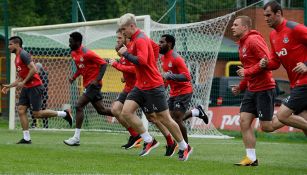 Jugadores del Lokomotiv durante un entrenamiento 