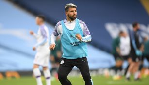 Sergio Agüero previo a un partido con el City