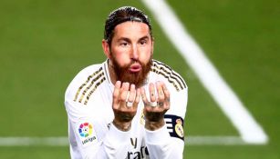 Sergio Ramos celebra una anotación con el Real Madrid