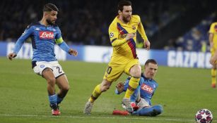 Messi durante la Ida de Octavos de Champions League 