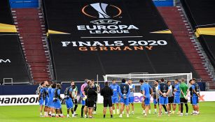 La plantilla del Getafe se entrena antes del juego contra el Inter