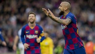 Arturo Vidal durante un partido con Barcelona