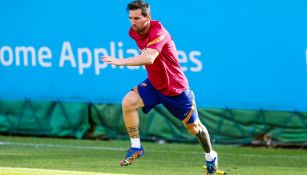 Lionel Messi durante un entrenamiento con el Barcelona 